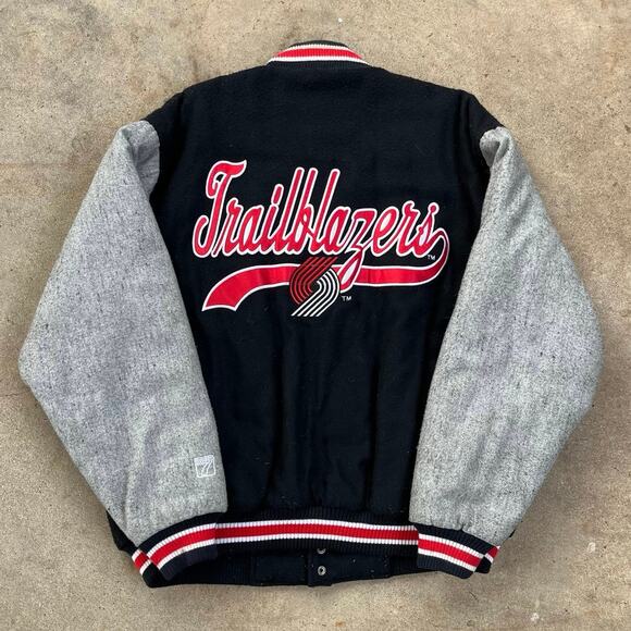 Vintage 90s Portland Trailblazers Logo 7 Letterman Jacket Large - Picture 1 of 7